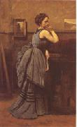 Jean Baptiste Camille  Corot Woman in Blue (mk05) oil painting picture wholesale